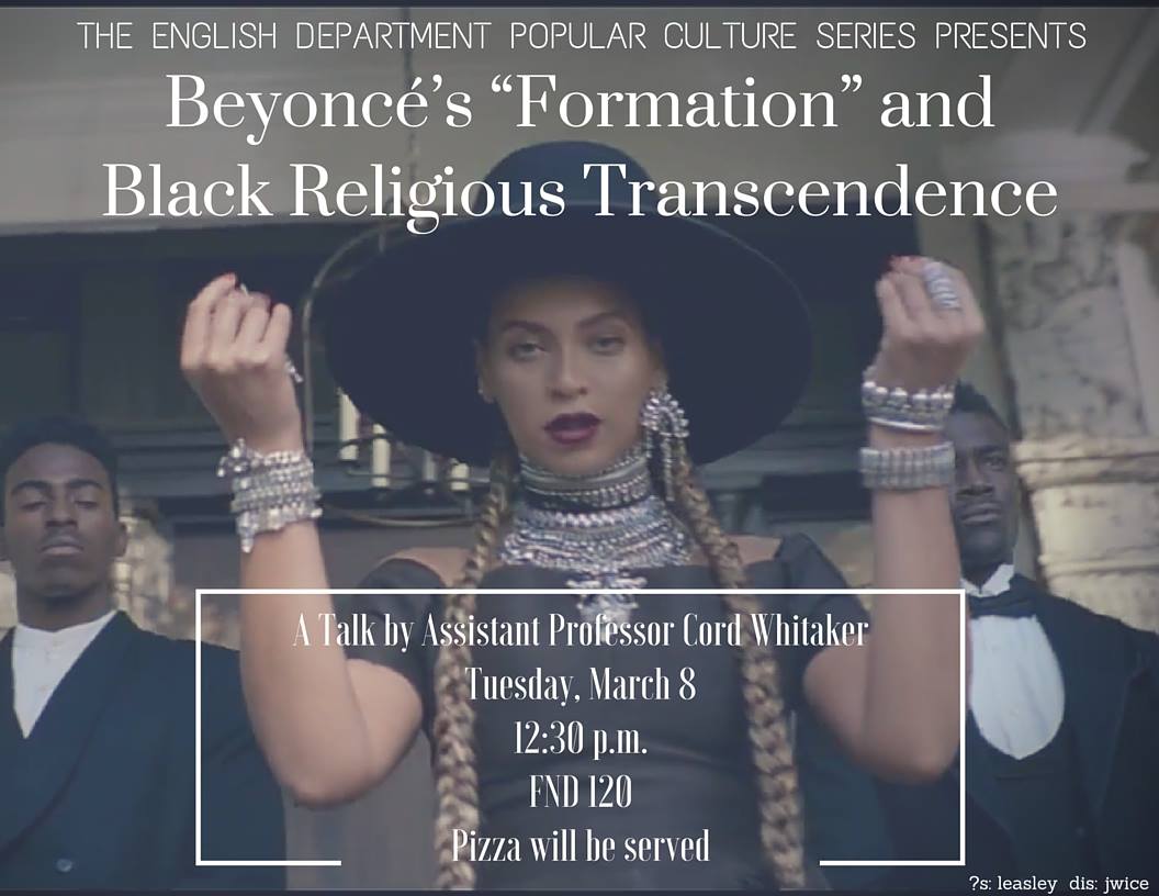 The English Department presents "Beyoncé's 'Formation' and Black Religious Transcendence"
