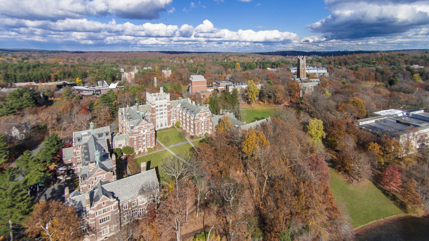 aerial view of Wellesley college campus