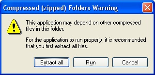 Compressed (zipped) Folders Warning