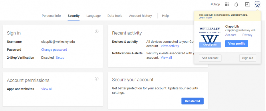 Screenshot of Google Account Security page