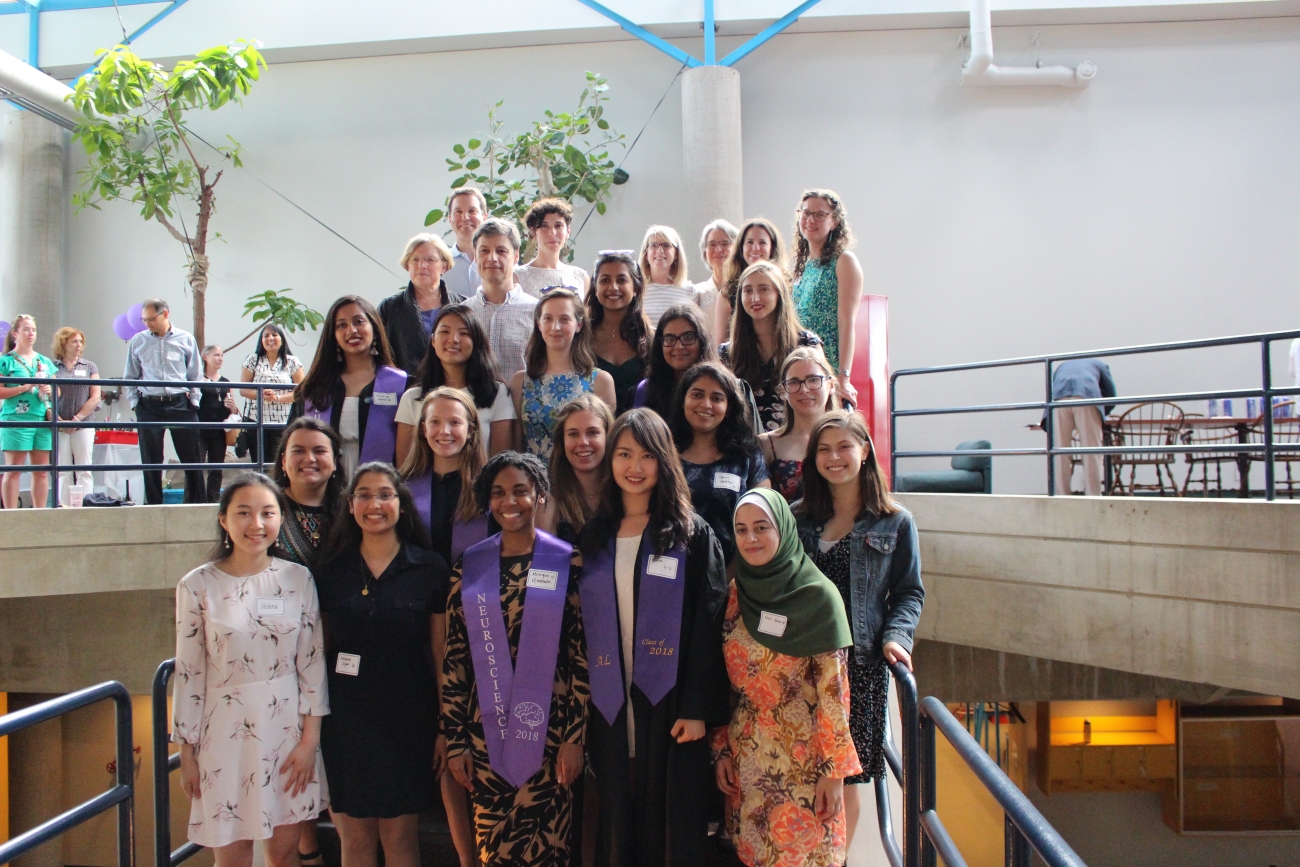 Photo of the graduating seniors who were neuroscience majors of the class of 2018.