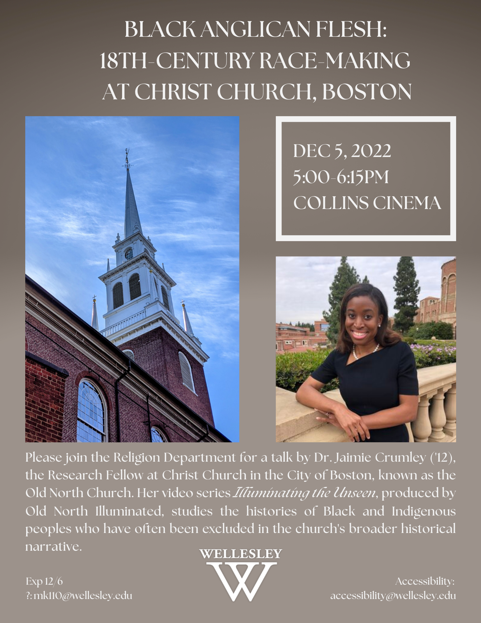 2022 Lecture by Jaimie Crumley called Black Anglican Flesh: 18th-Century Race-Making at Christ Church, Boston 