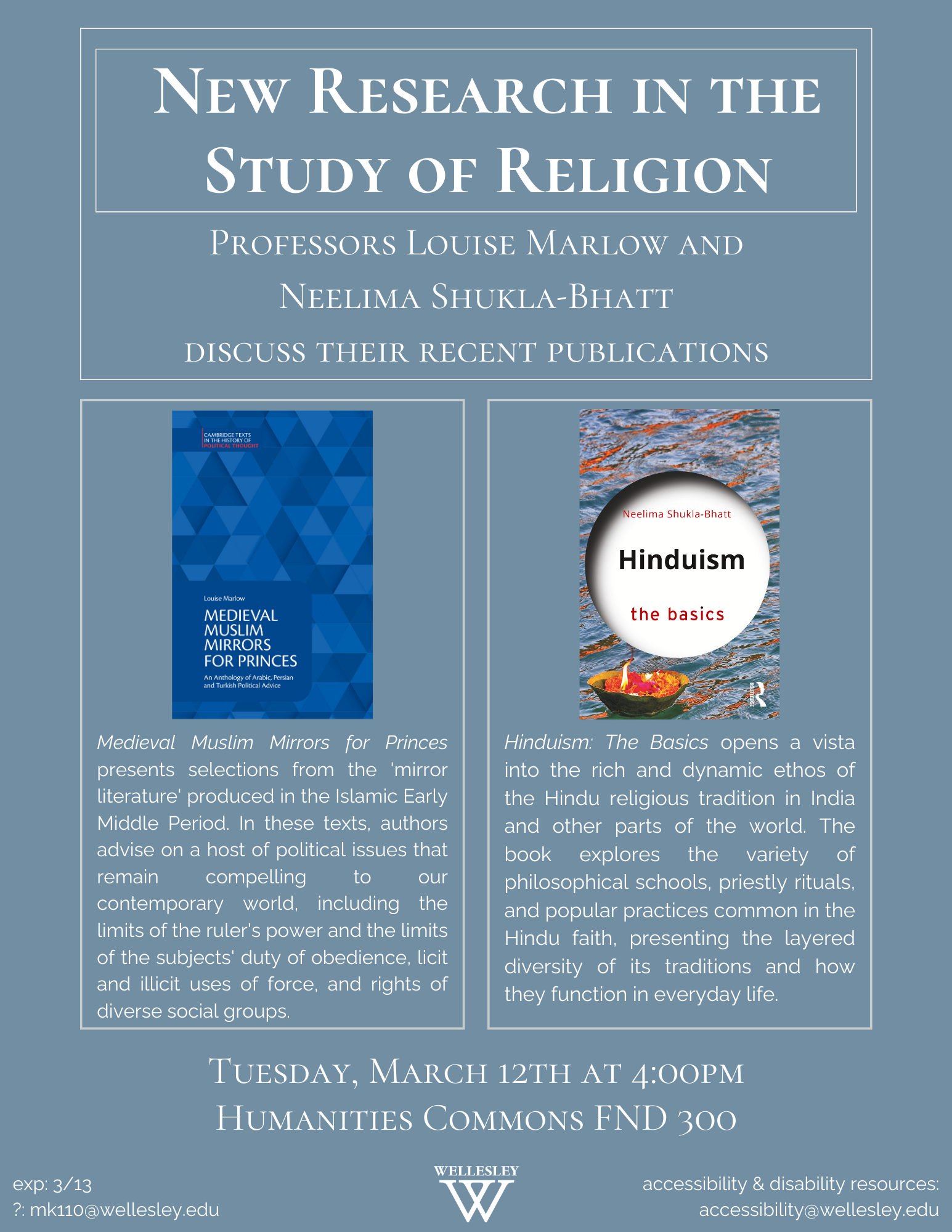 2024 Lecture by Professors Louise Marlow and Neelima Shukla-Bhatt New Research in the Study of Religion