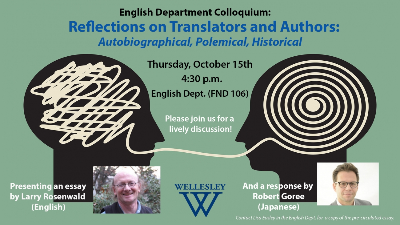 English Department Colloquium: Reflections on Translators and Authors 