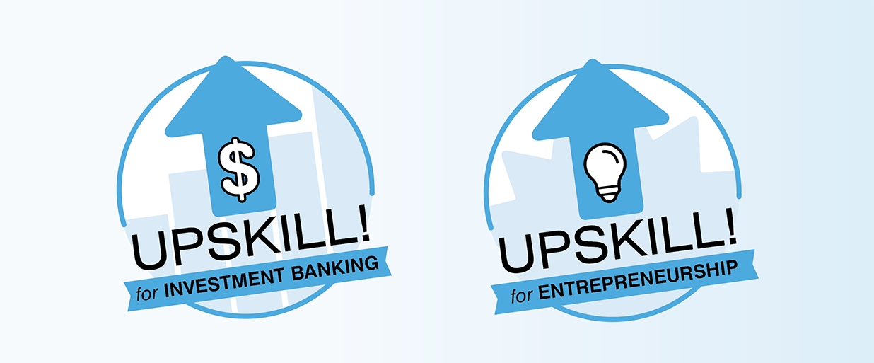 Logo with text Upskill for Investment Banking and for Entrepreneurship
