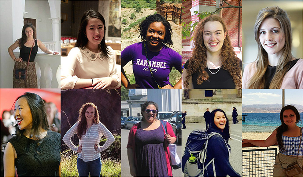 Photos of Ten Wellesley women who have won Fulbright awards this year. 