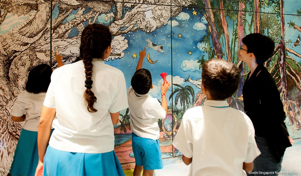 Children view art at the Singapore National Gallery, one of the museums Professor Peggy Levitt discussed in a recent interview with the BBC.
