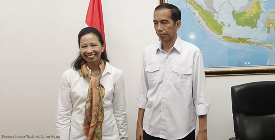Rini Mariani Soemarno Soewandi '80 and Jokowi Widodo