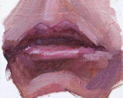 close up oil painting of lips