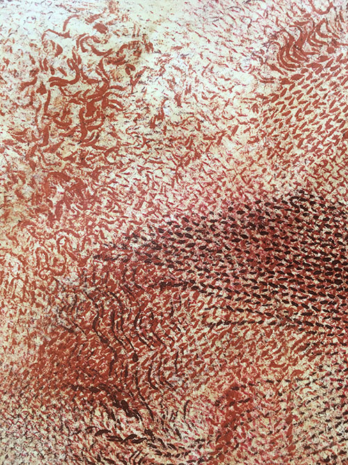 image of layered reddish brown knit fabric pattern print