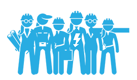 icon of a group of people, lightning bolt on chest