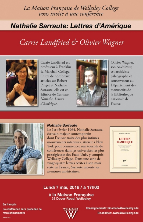 Carrie Landfried and Olivier Wagner: Nathalie Sarraute: Lettres d'Amerique
