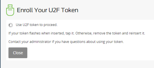 Page describing how to enroll your U2F token